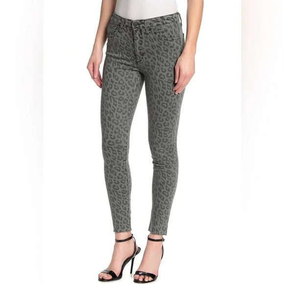 Joe's Jeans High-Rise Ankle Skinny Raw Hem Grey Leopard Denim Size 31 - Picture 1 of 6